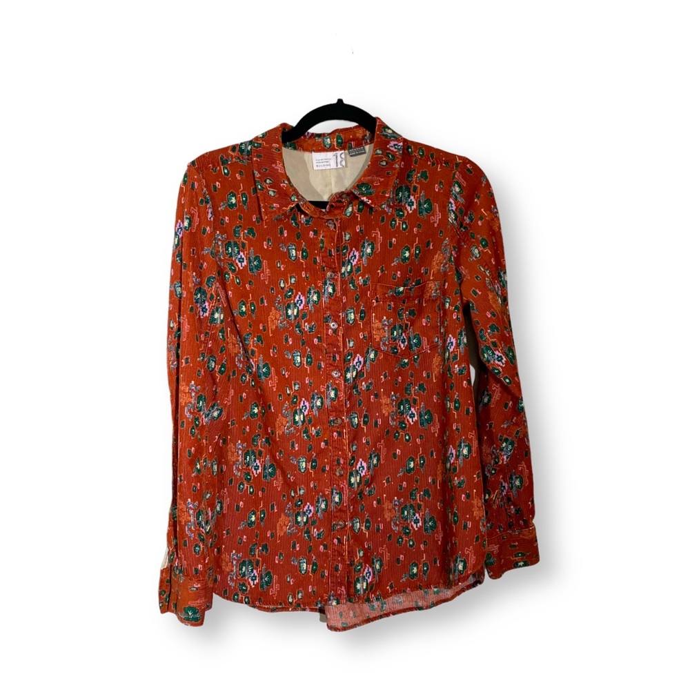 Anthropologie Building 18 Rust Red Corduroy Butto… - image 1